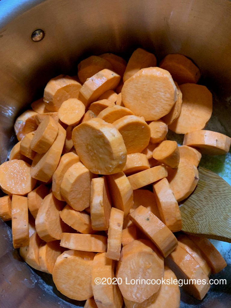 Coat sweet potatoes with melted butter,...